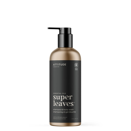ATTITUDE Super Leaves Essential huile essentielle shampoing gel douche Patchouli et poivre noir 19003-btob_fr?_main? 473ml